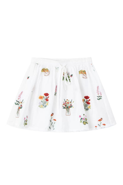 Floral lace embroidered blouse and skirt set