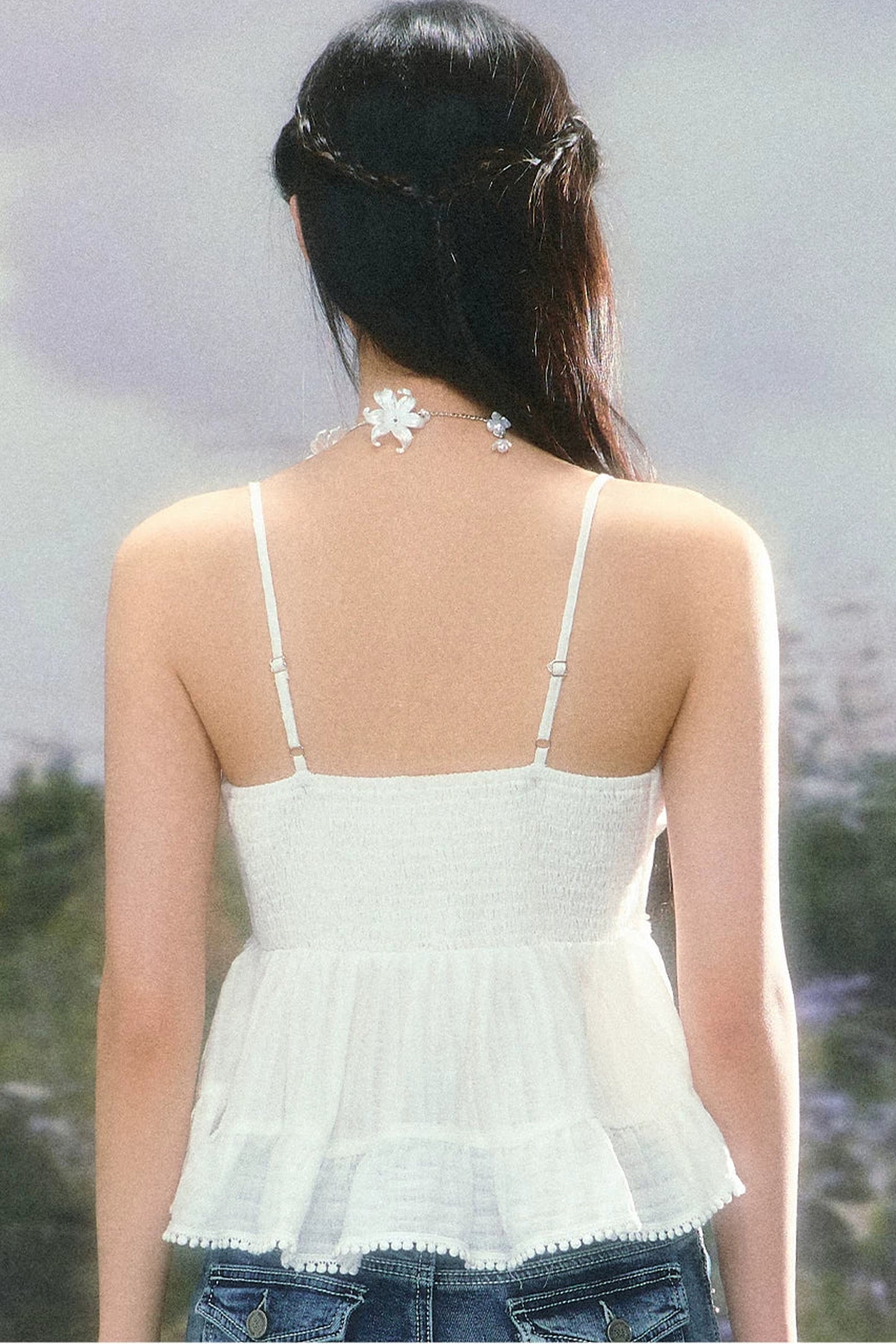 Beaded Ruffled Camisole Top Set-Up