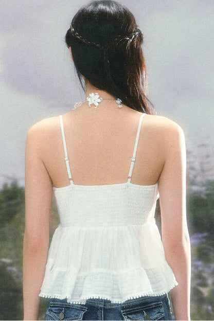 Beaded Ruffled Camisole Top Set-Up