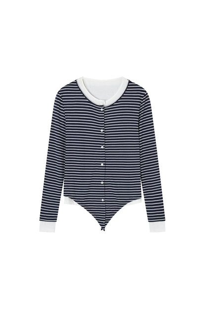 Layered Fake Two-Piece Tencel Wool Top