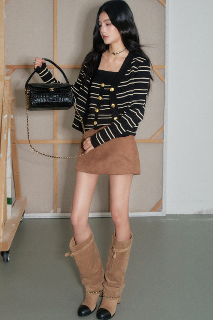 Faux Suede Belt Skirt Set-Up