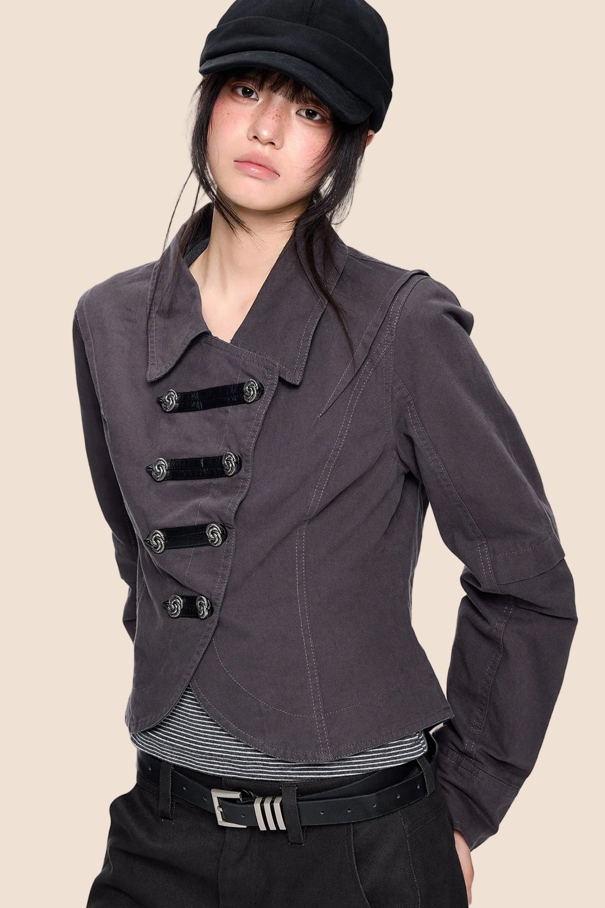 Palace-Style Double-Breasted Short Jacket
