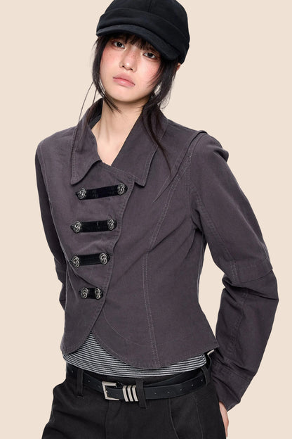 Palace-Style Double-Breasted Short Jacket