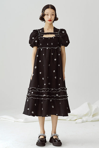 Floral Puff-Sleeve Dress