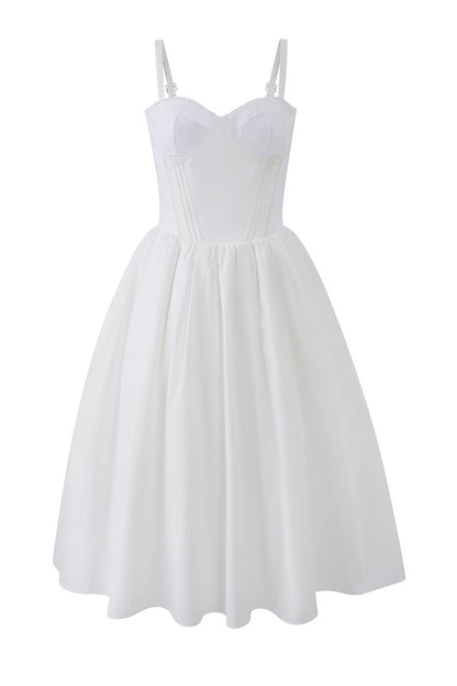 Vertical Cut Stand-Up Collar Slip Dress