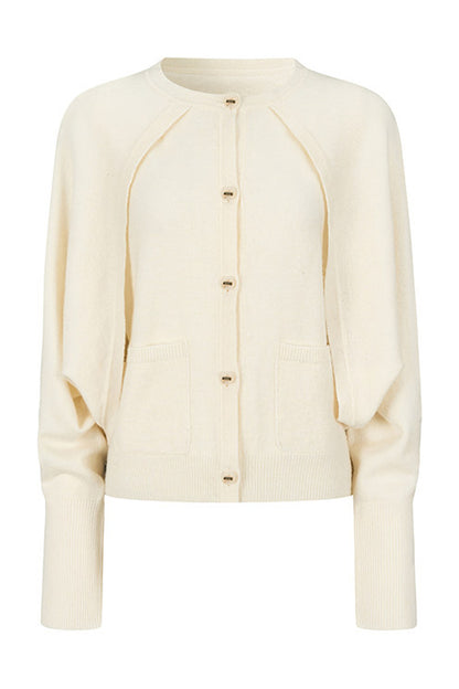 Wool and Cashmere Blend Cardigan and Pants Set-Up