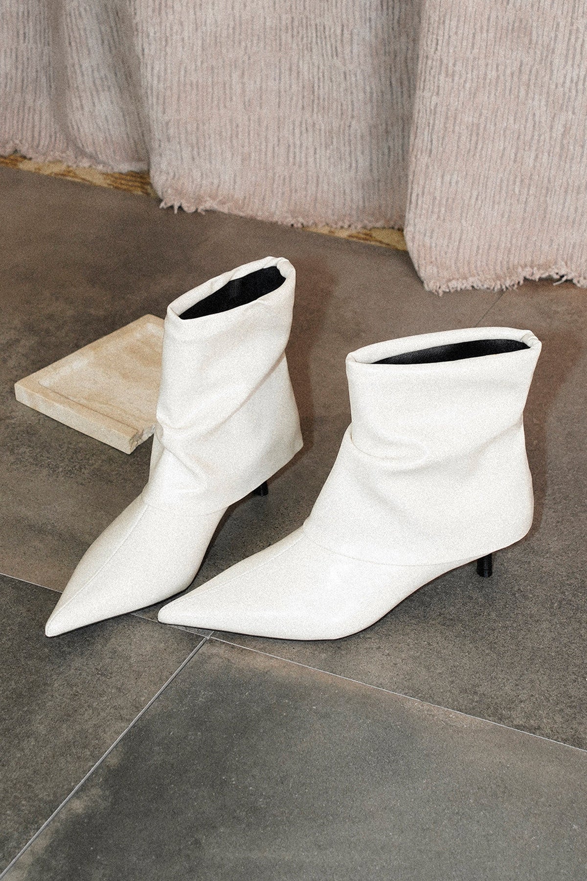 Pointed Toe Soft Leather Slouch Boots