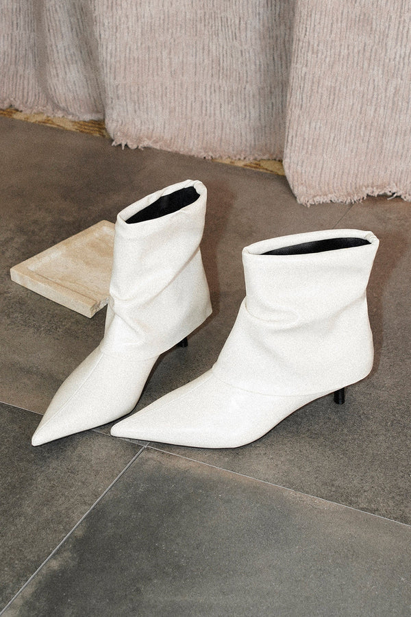 Pointed Toe Soft Leather Slouch Boots