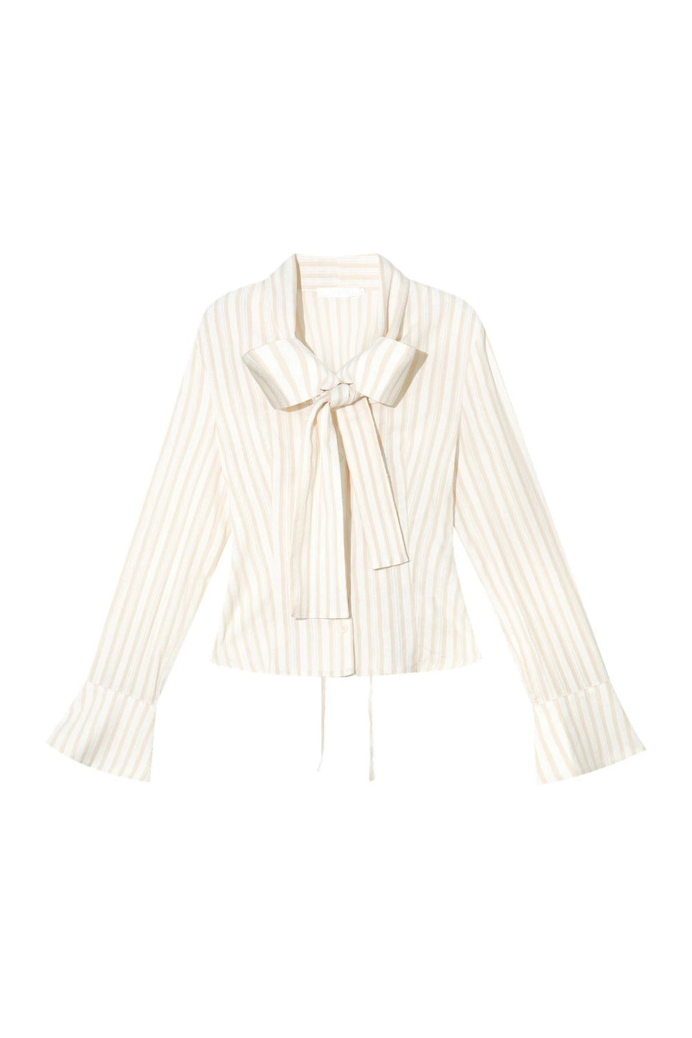 Three-Dimensional Bow Striped Blouse