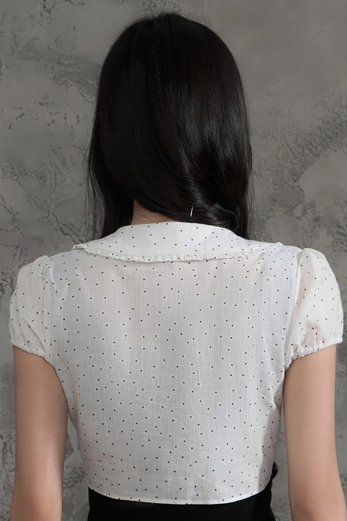 Polka Dot Bow Cardigan And Ruffle Skirt Set-Up