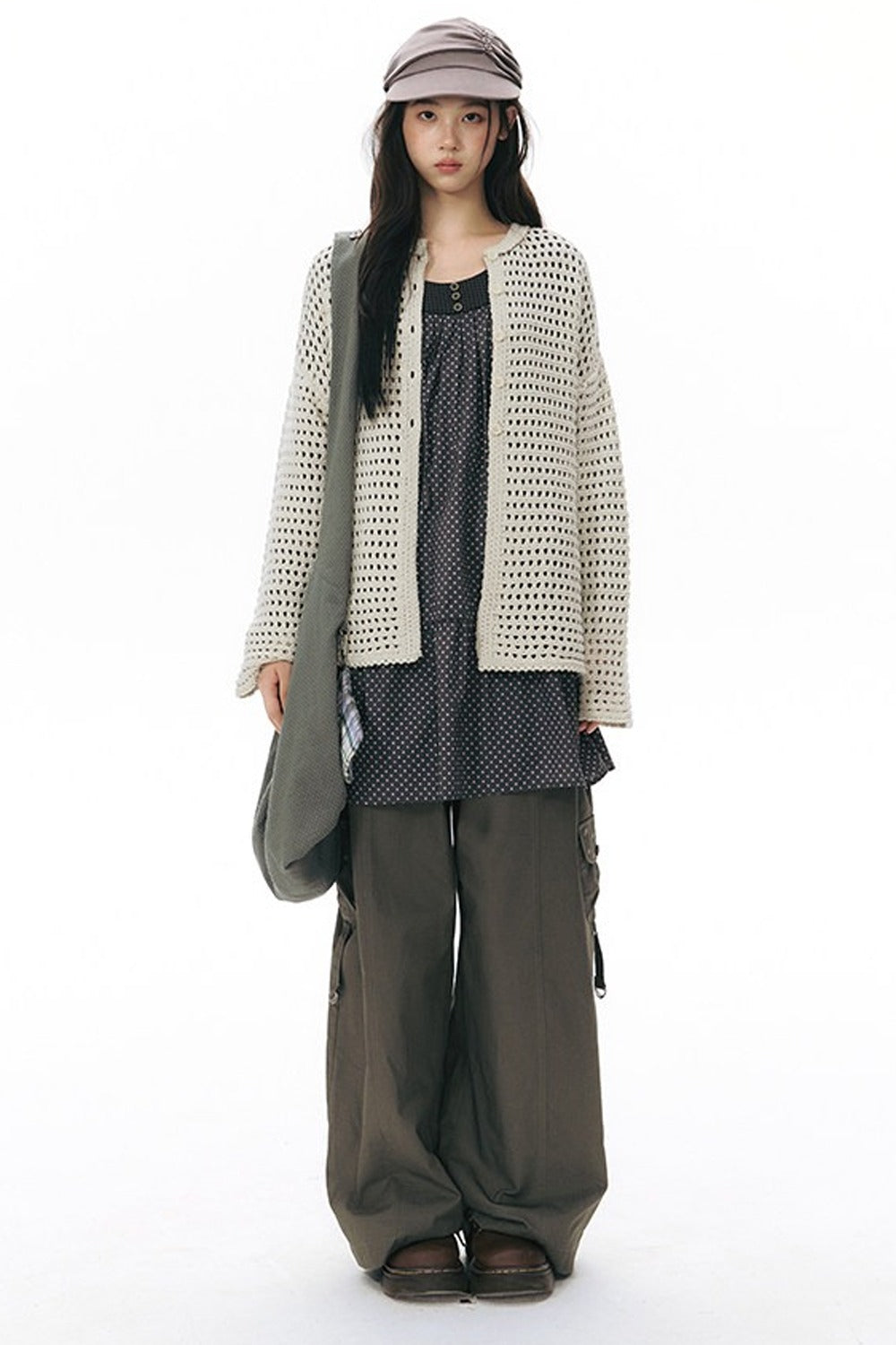 Foldable Hem Wide Leg Pants