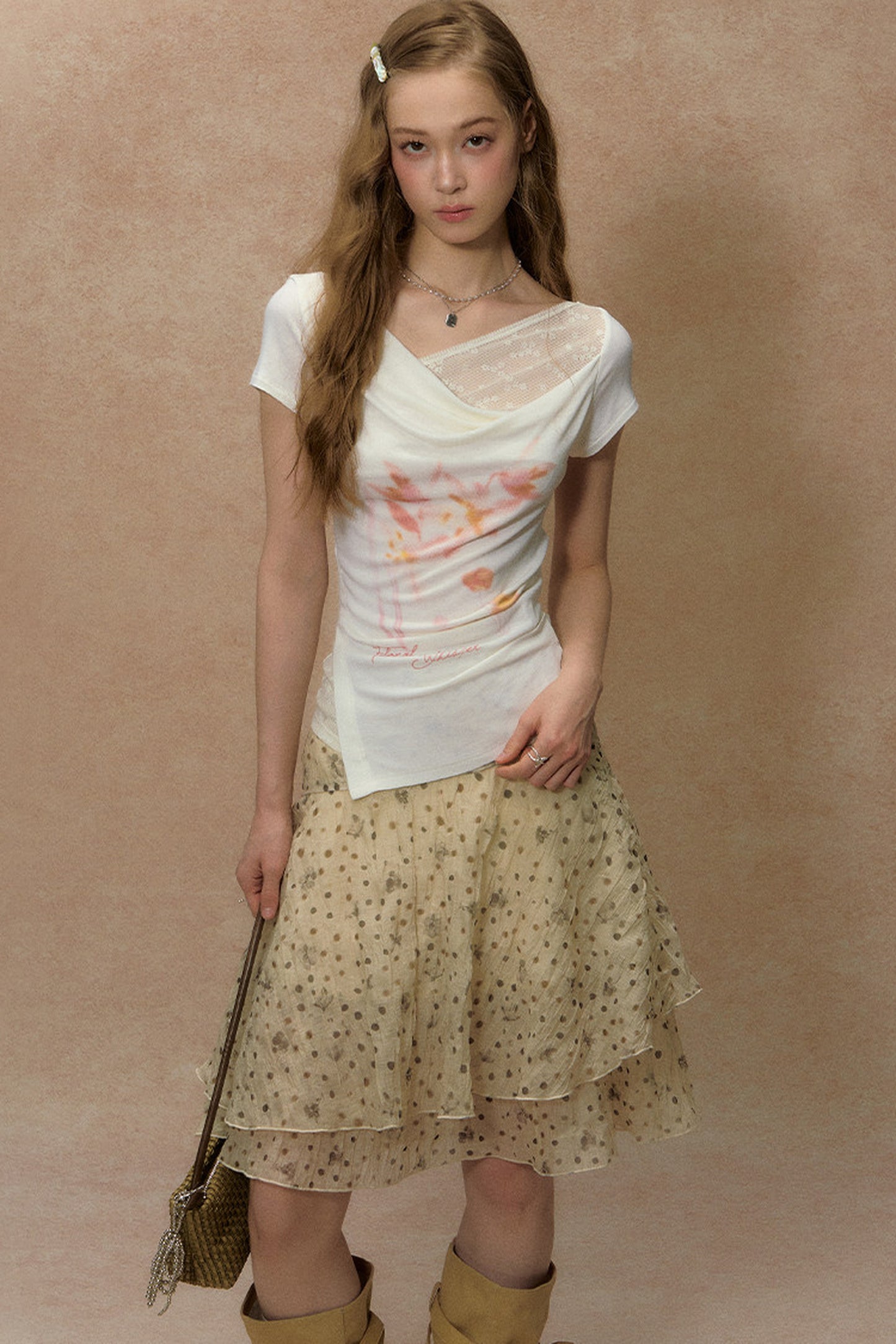 Retro Floral Asymmetrical Skirt