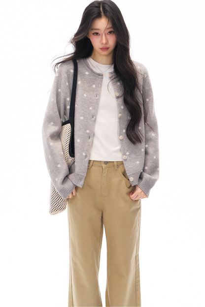 Polka Dot Knit Cardigan
