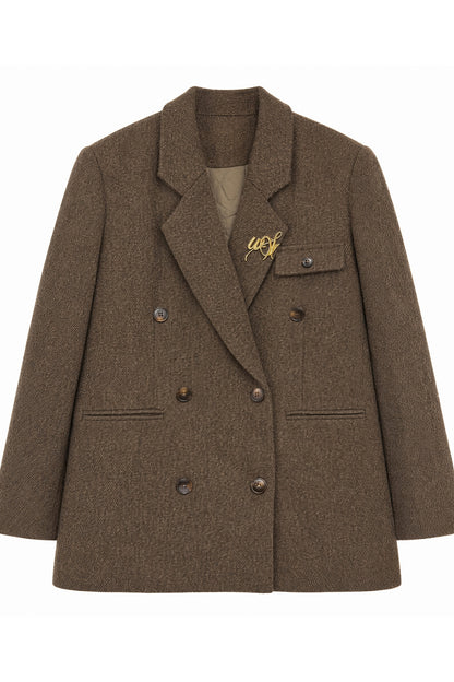 Woolen Blazer and Mesh Skirt Set-Up