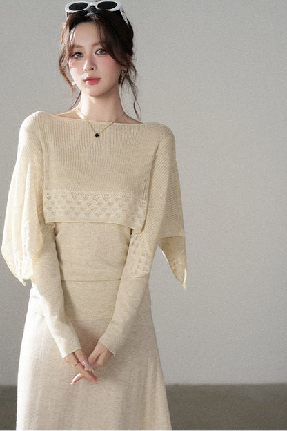 Long-Sleeve Knit Top and Skirt Set