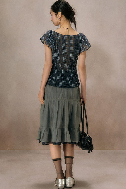 Mist Blue Lace Blouse