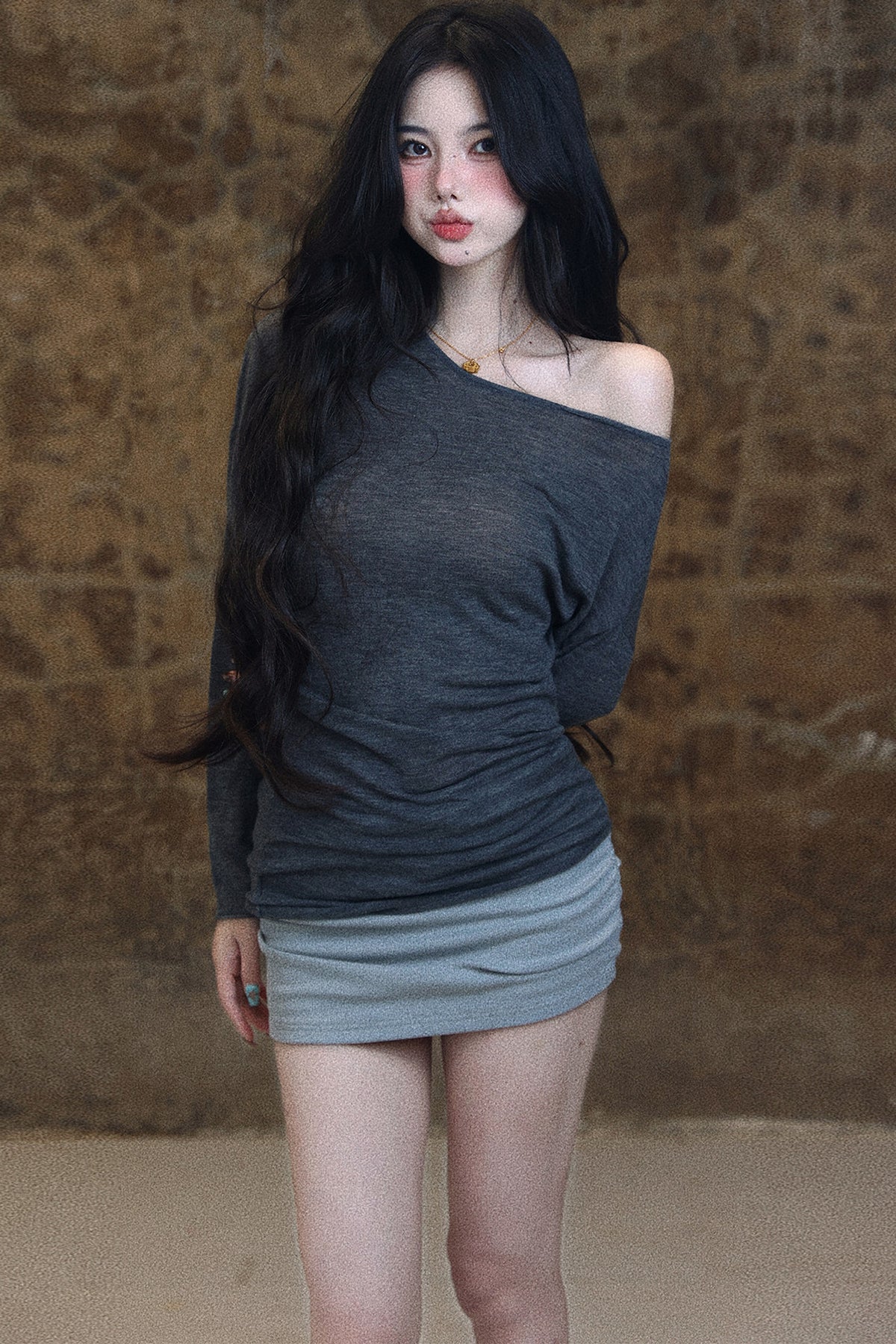 High-Waisted Side Pleated Bodycon Skirt