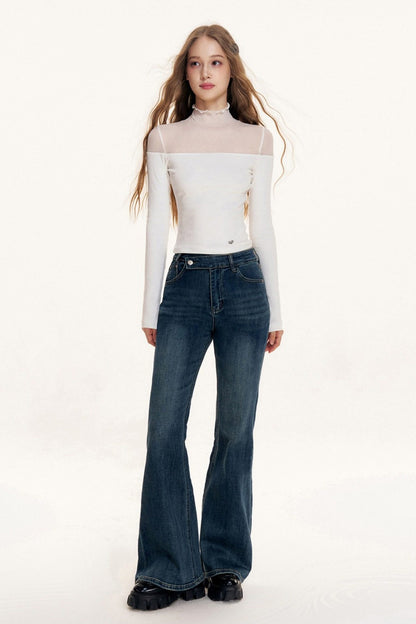 High-Waist-Schlagjeans
