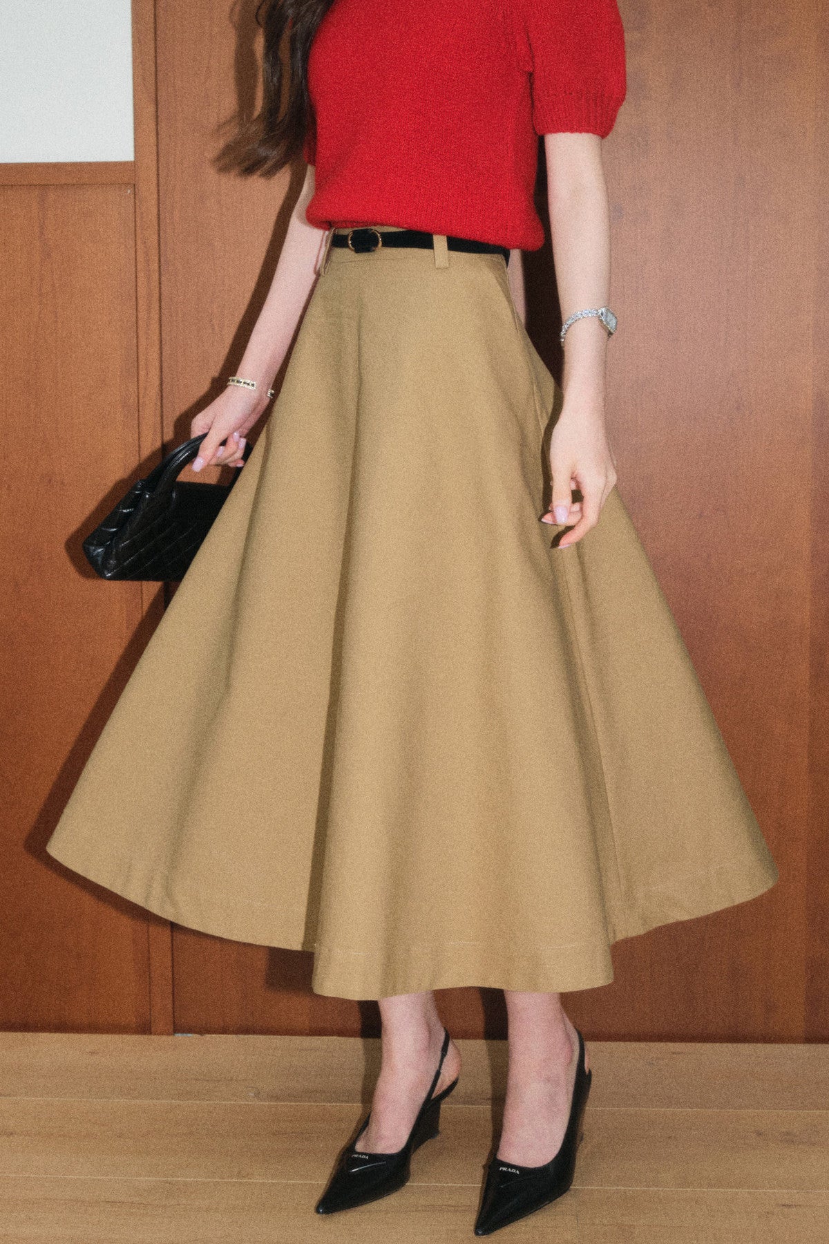 High-Waisted A-Line Skirt and Top Set-Up