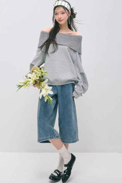 Dekonstruierte 7/8-Hose mit weitem Bein