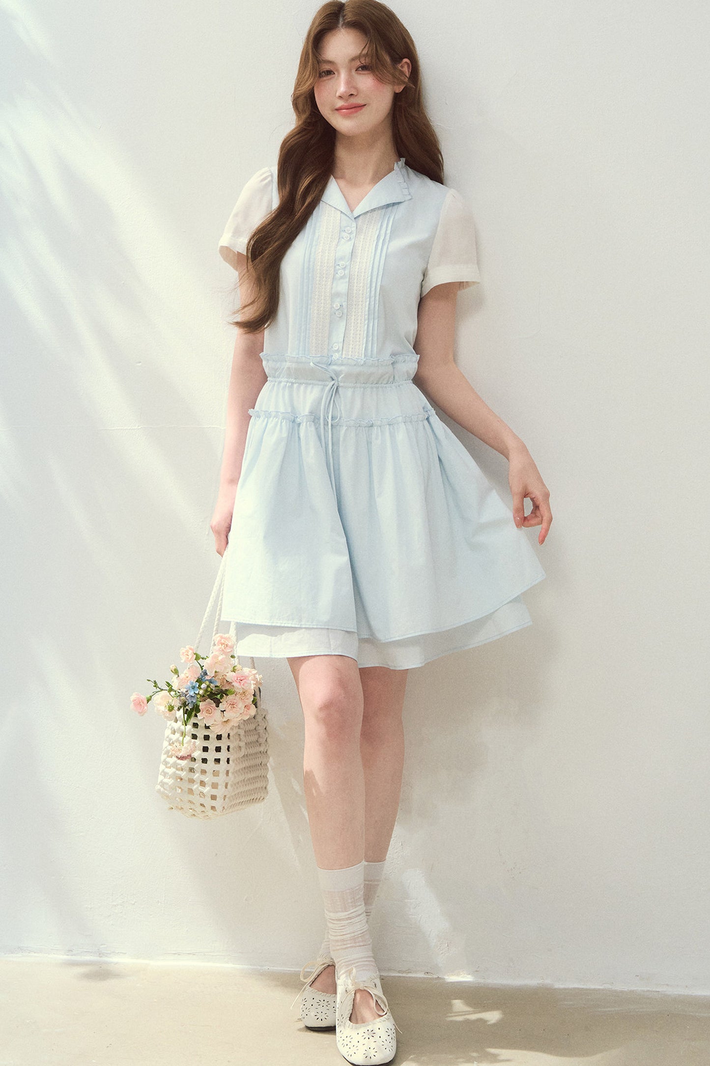 Sea Salt Blue Lyocell Shirt Dress