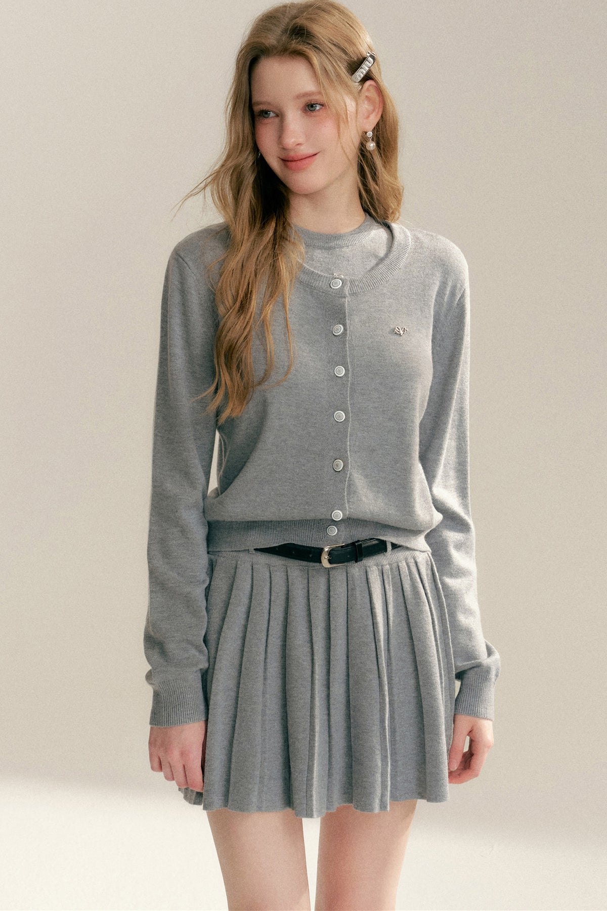 Knit Cardigan Top Skirt Set
