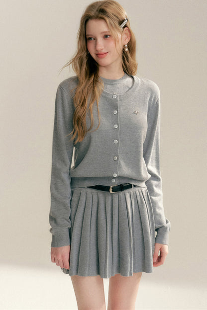 Knit Cardigan Top Skirt Set