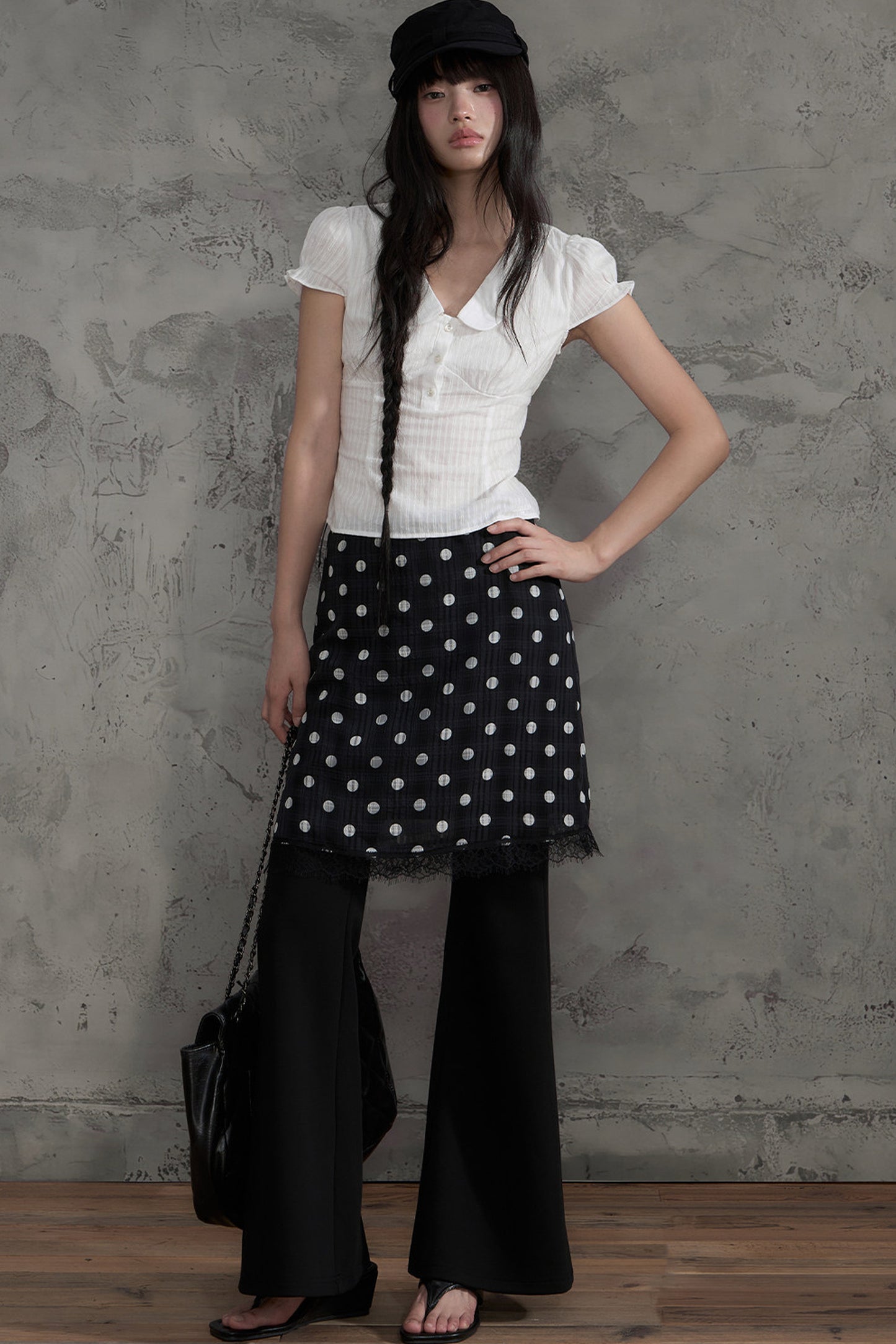 Lace Polka Dot A-Line Skirt