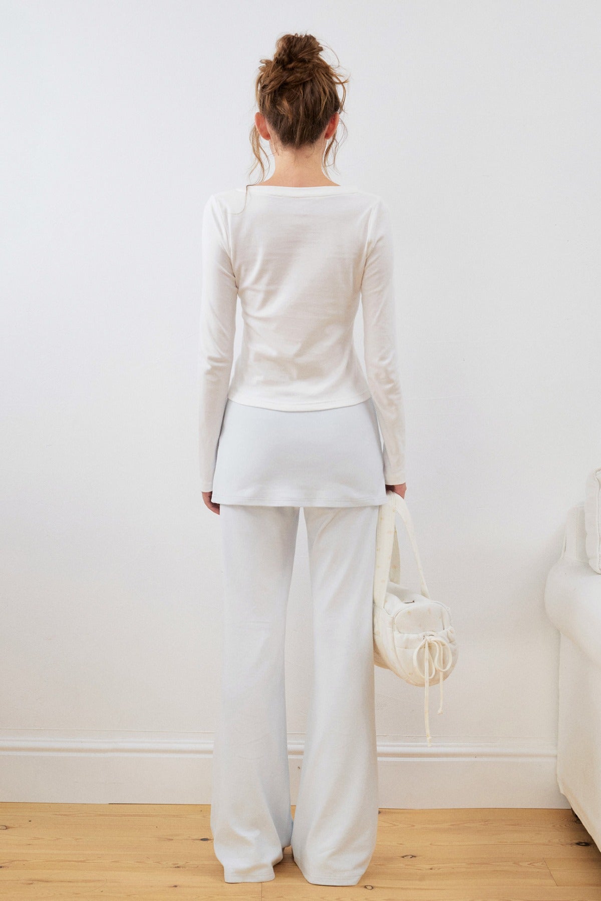 Layered-Look Slit Flared Pants