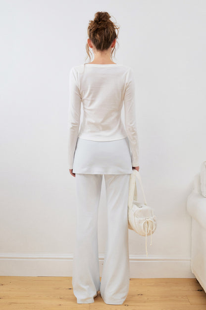 Layered-Look Slit Flared Pants