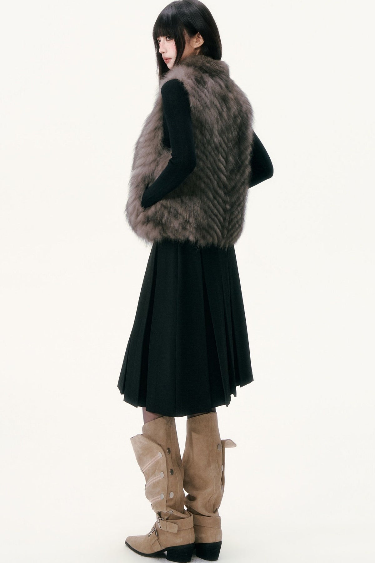 Saga Fox Fur Straight Vest