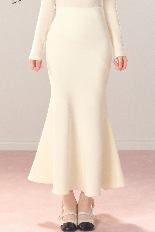 High-Waisted Elastic Fishtail Skirt