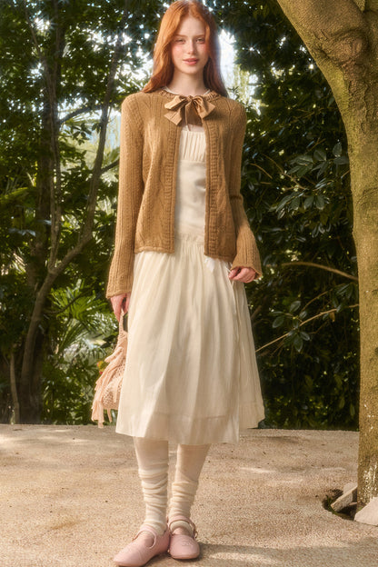 Ribbon Soft Wool Knit Cardigan