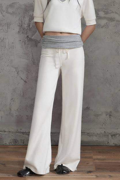 Color-Block Striped Wide-Leg Pants