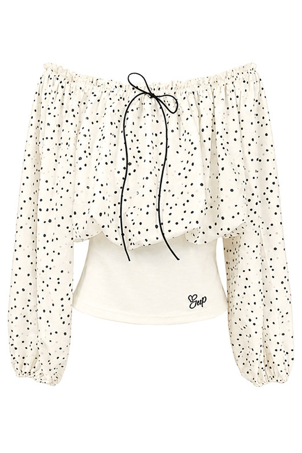 Polka Dot Off-Shoulder Chiffon Top and Skirt Set-Up