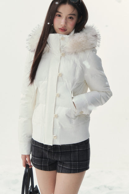 Retro-Daunenjacke in Weiß