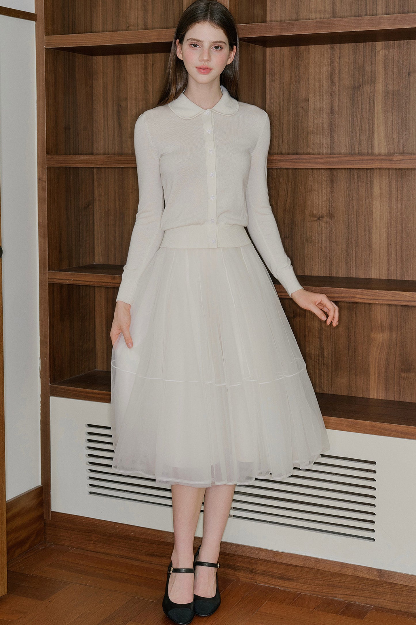 Long Sleeve Doll Collar Knitted Top