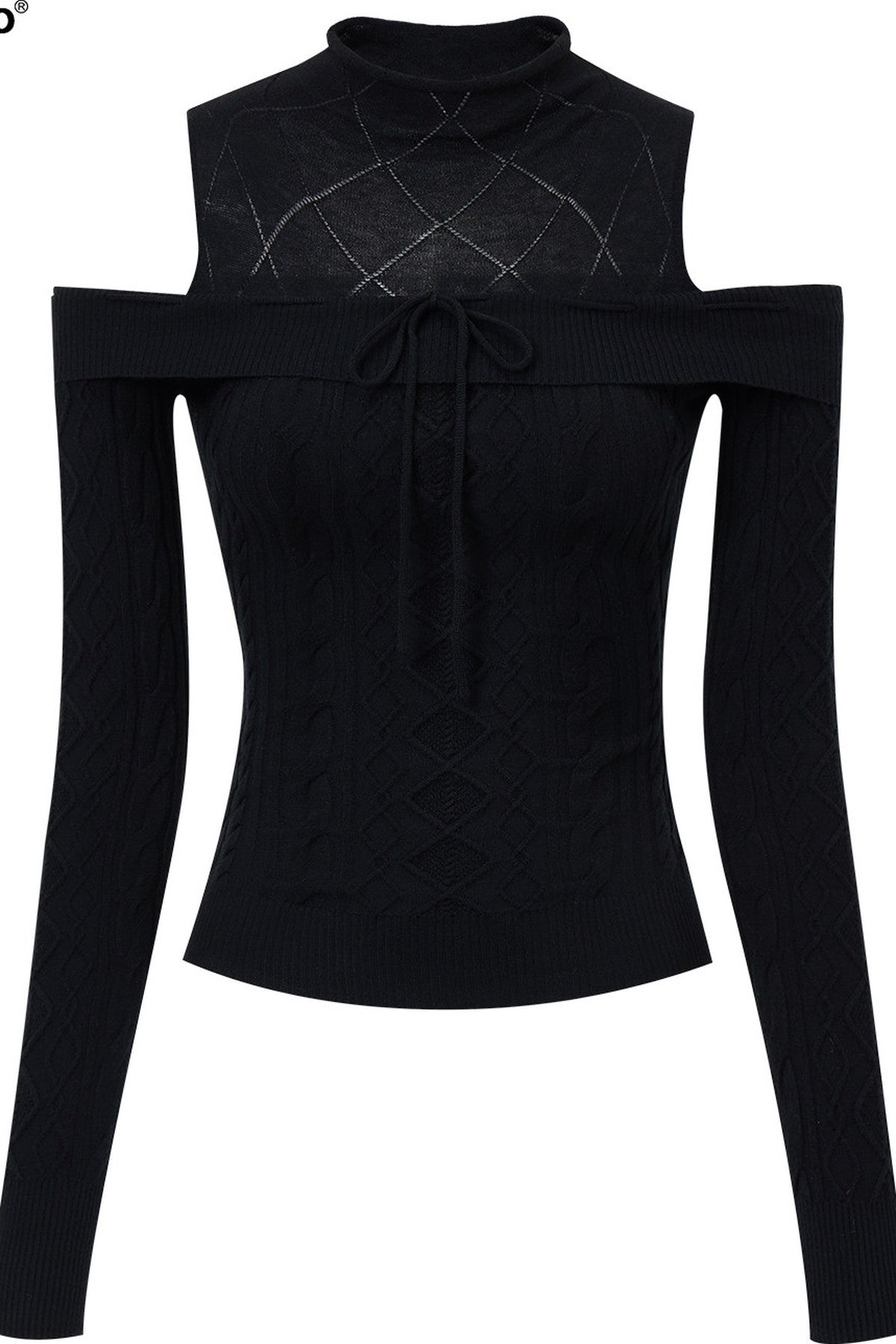 Hollow-Out Off-Shoulder Diamond Knit Top