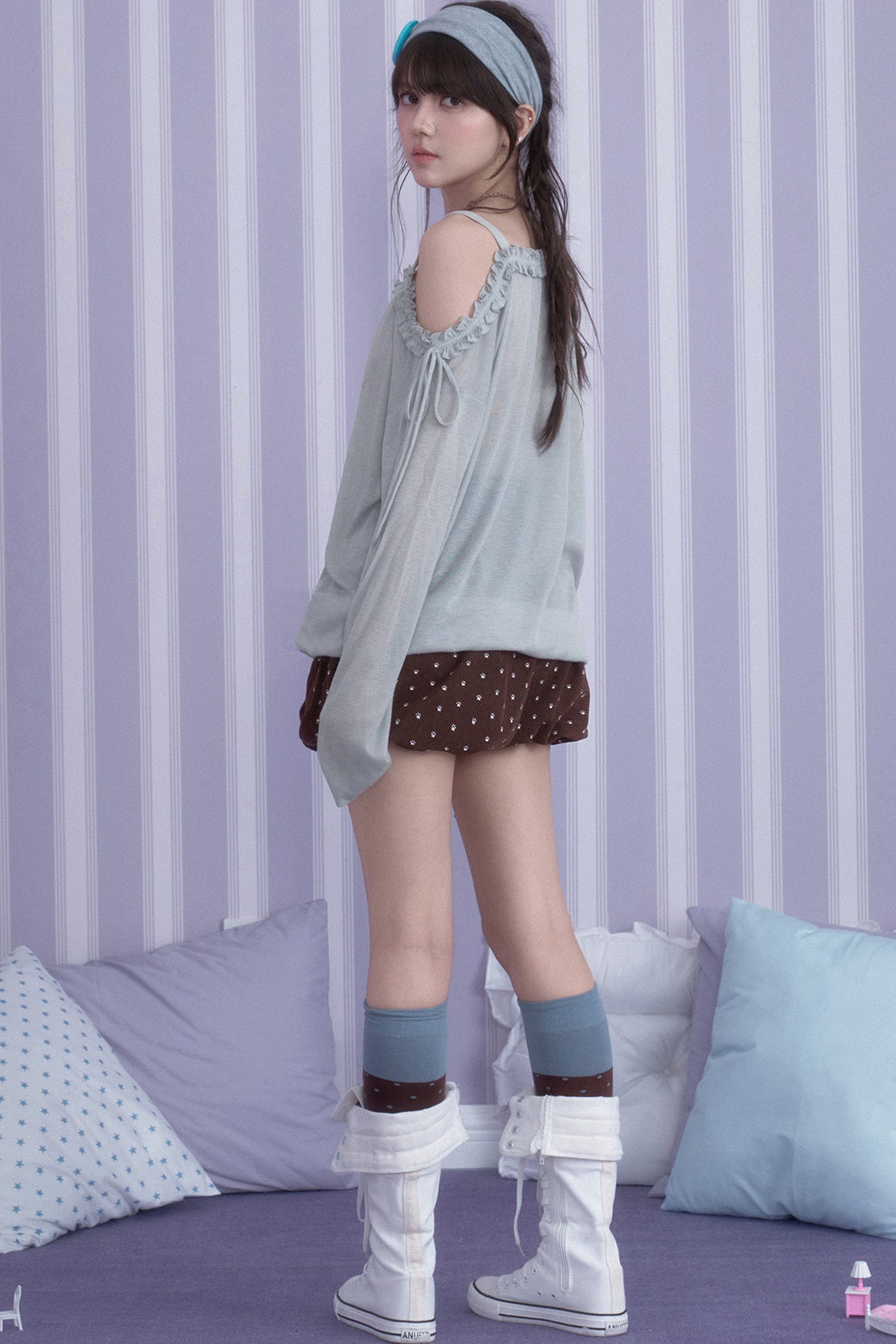 Hazy Bunny Off-Shoulder T-Shirt
