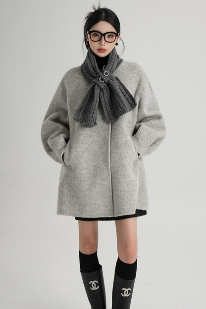 Scarf Collar Double-Sided Wool Coat