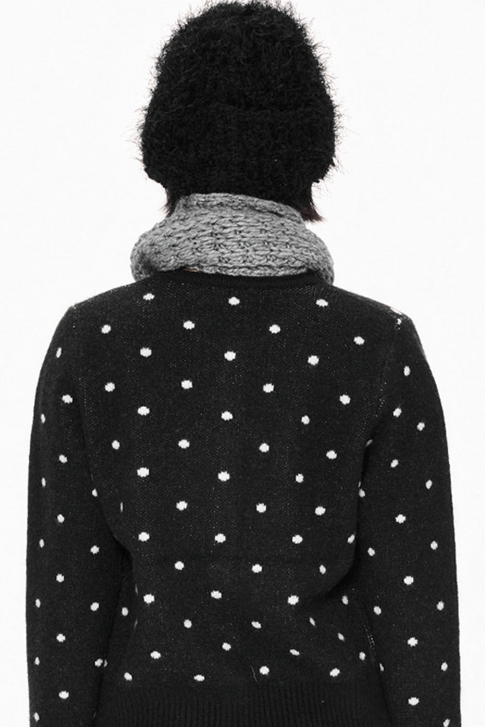 Polka Dot Short Knit Cardigan