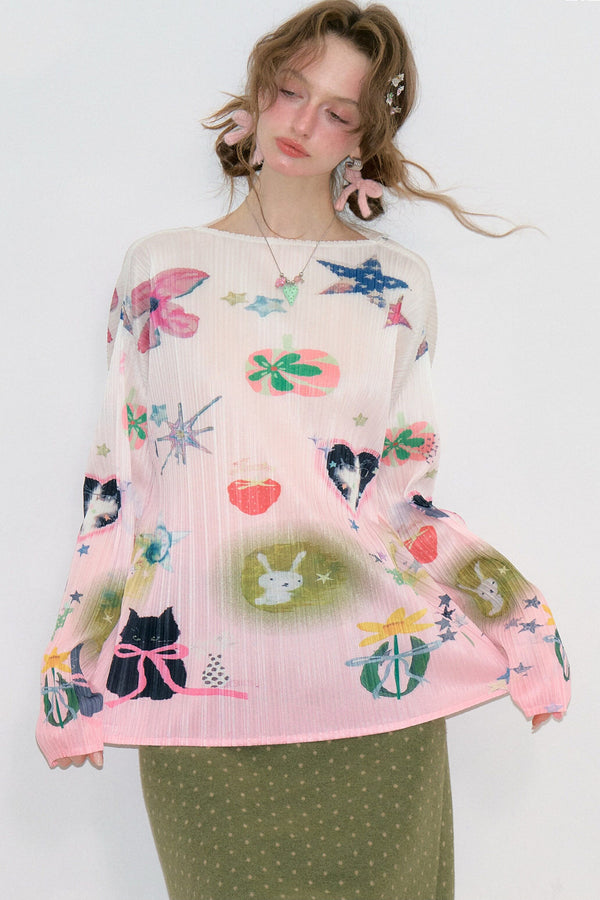 Pink Mist Pleated Blouse