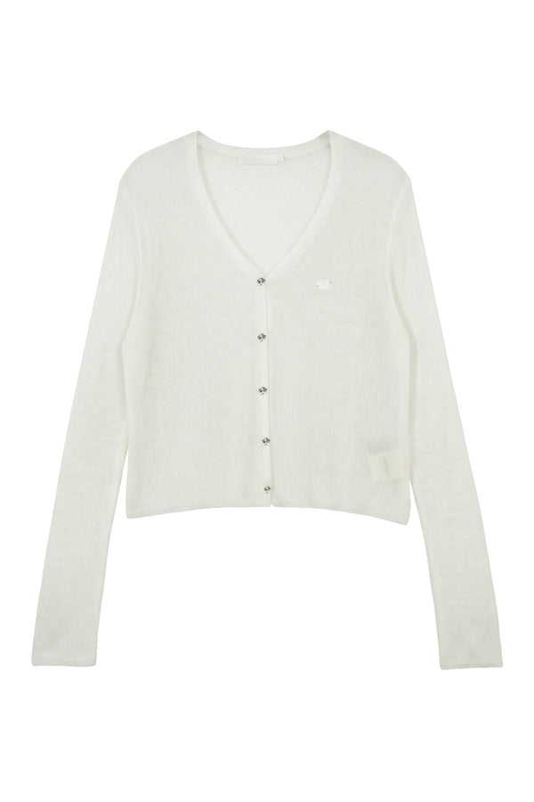 Deep V-Neck Knit Cardigan