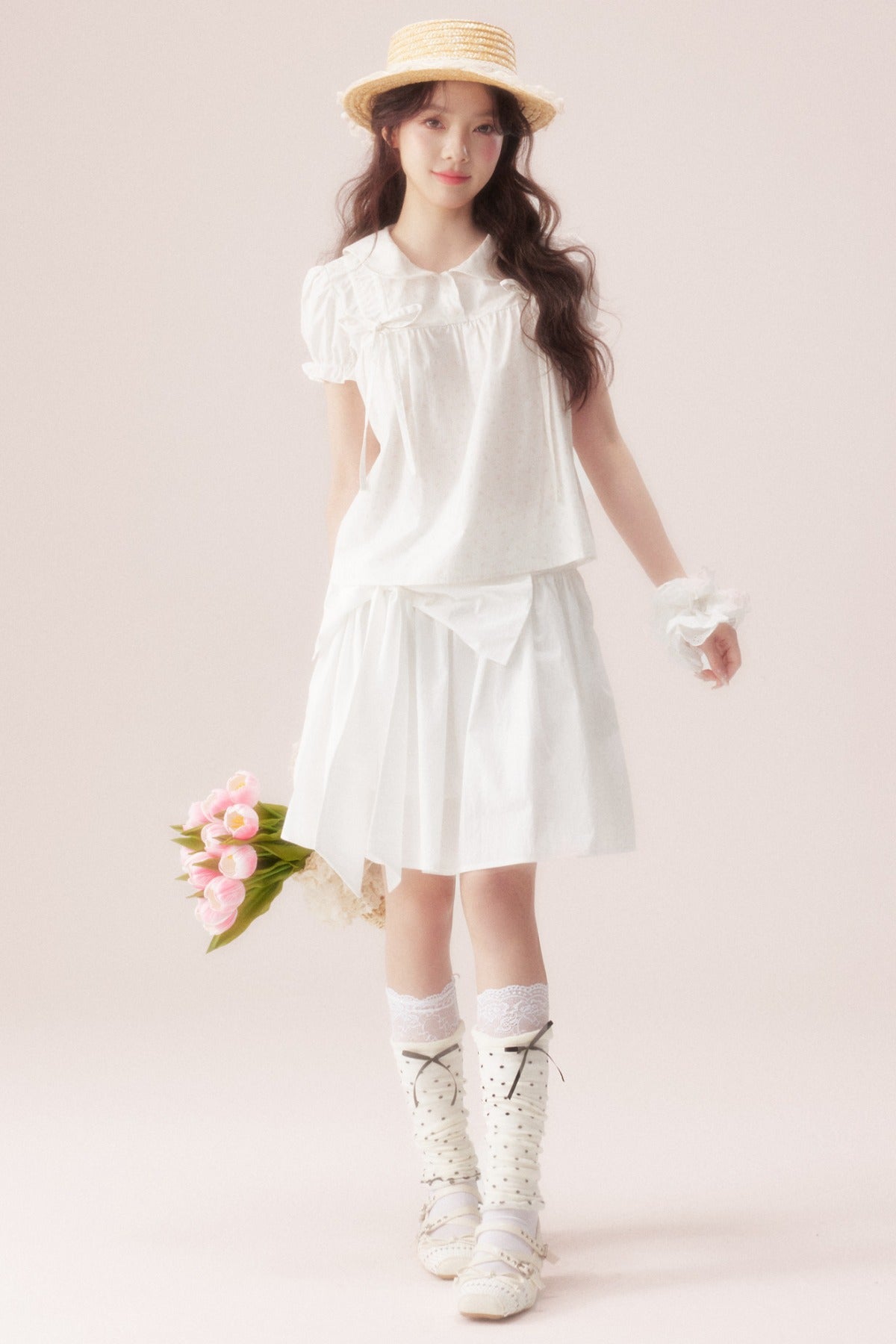 Floral Shirt and Bow Skirt Set-Up