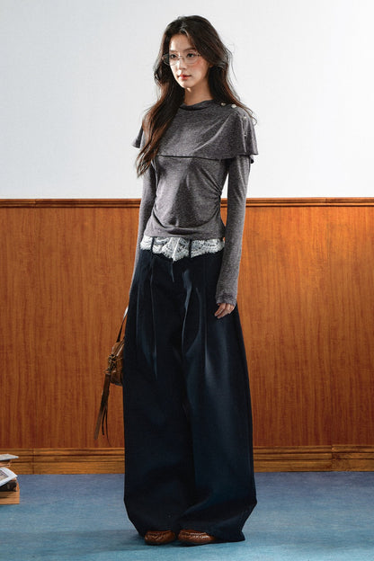 Natural Waist Lace Wide-Leg Pants