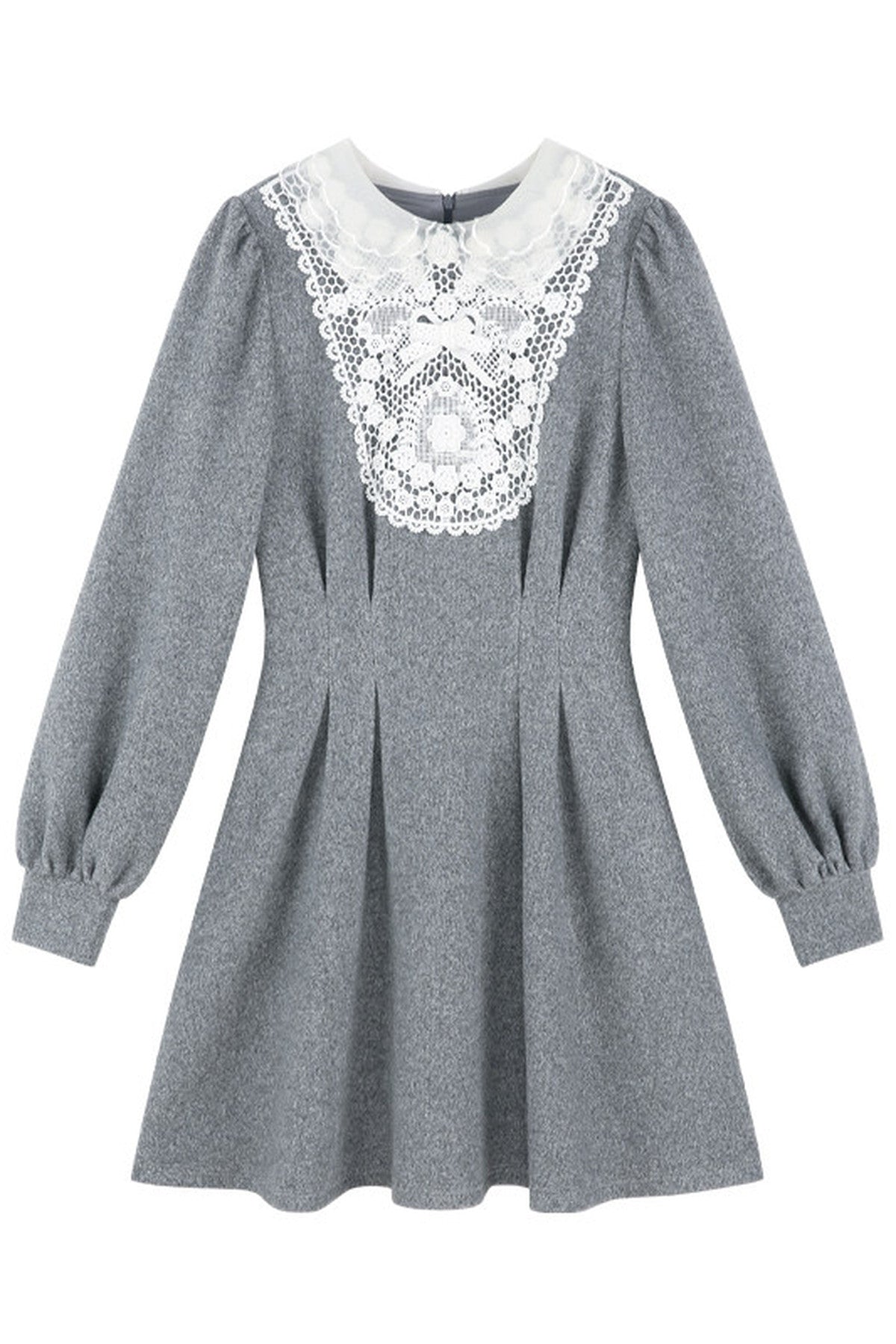 Lace Patchwork Puff Sleeve Dress