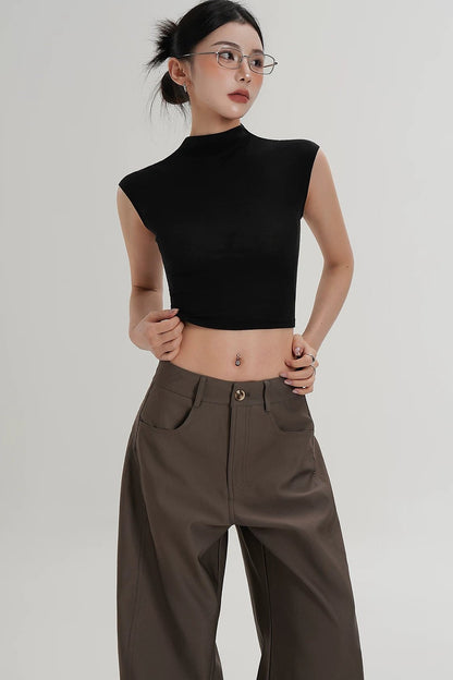 Tencel Silk Mock Neck Crop Top