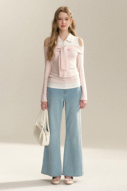 Off-Shoulder Layered-Look Tie Top