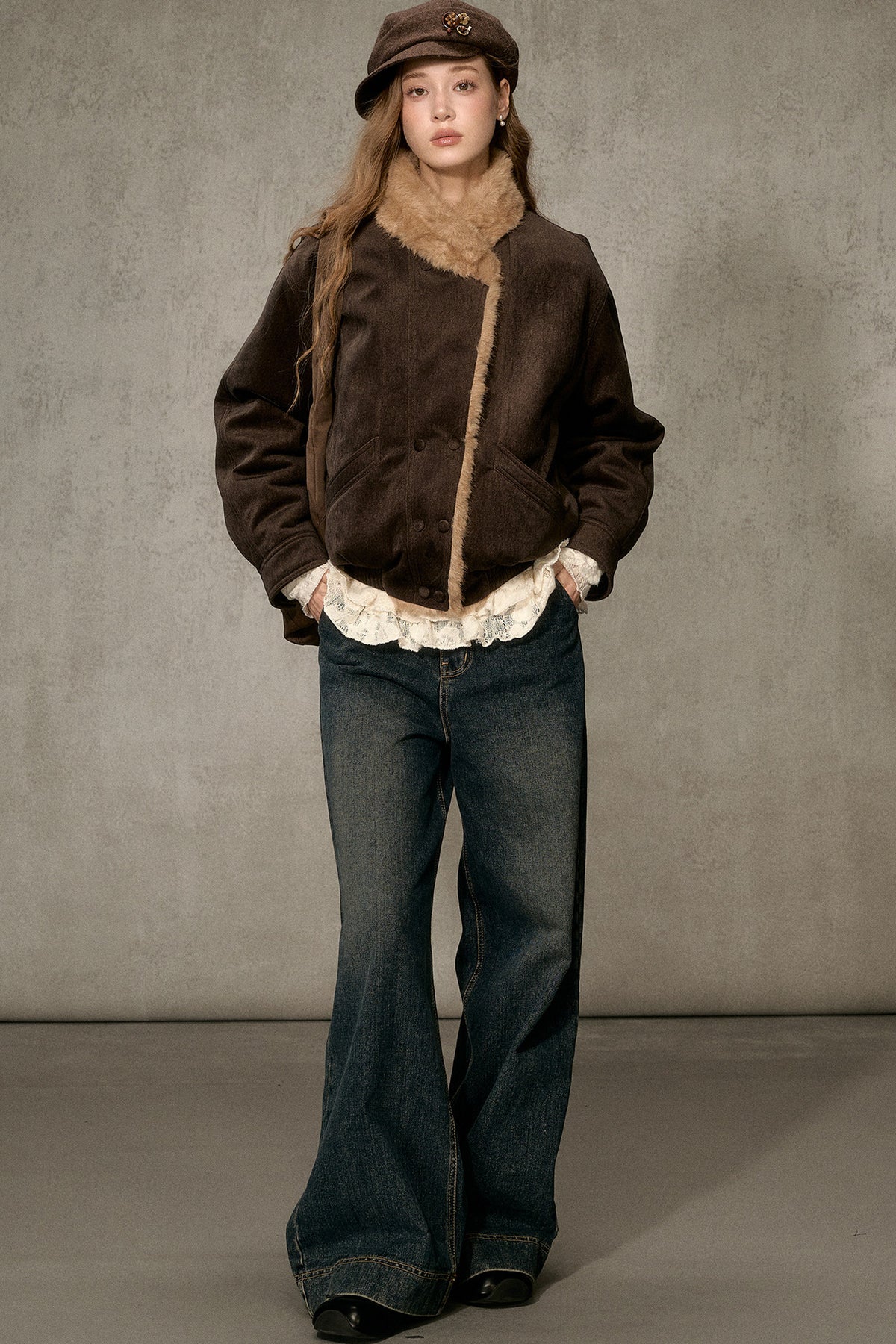 Reversible Faux Suede Plush Jacket