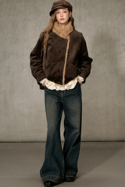 Reversible Faux Suede Plush Jacket